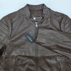 Kenneth Cole Men’s Brown Faux Leather Jacket Sz L